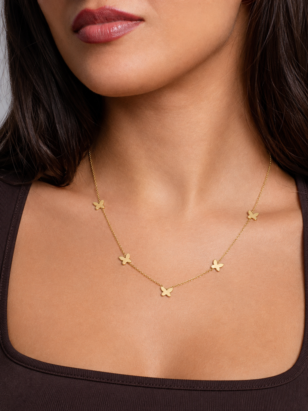 Golden Flutter Butterfly Charm Necklace