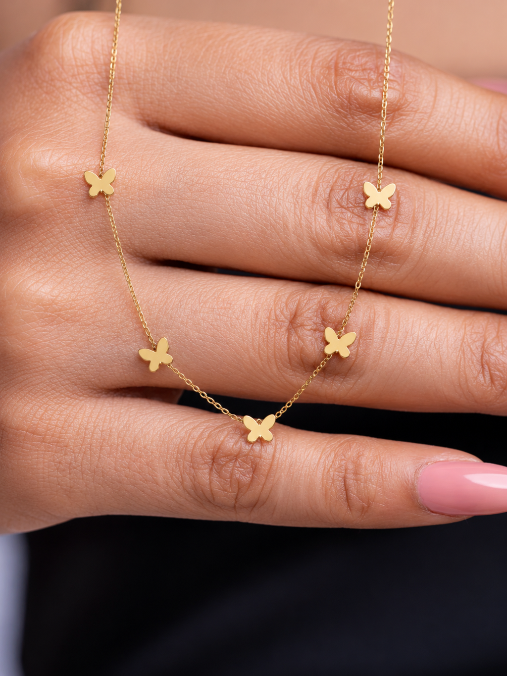 Golden Flutter Butterfly Charm Necklace