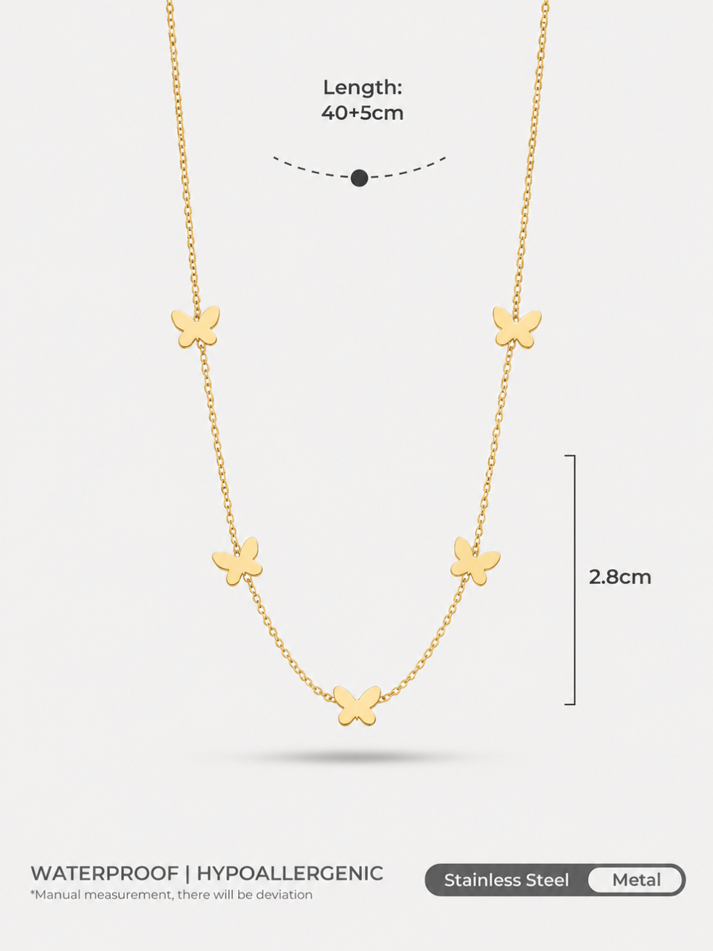 Golden Flutter Butterfly Charm Necklace