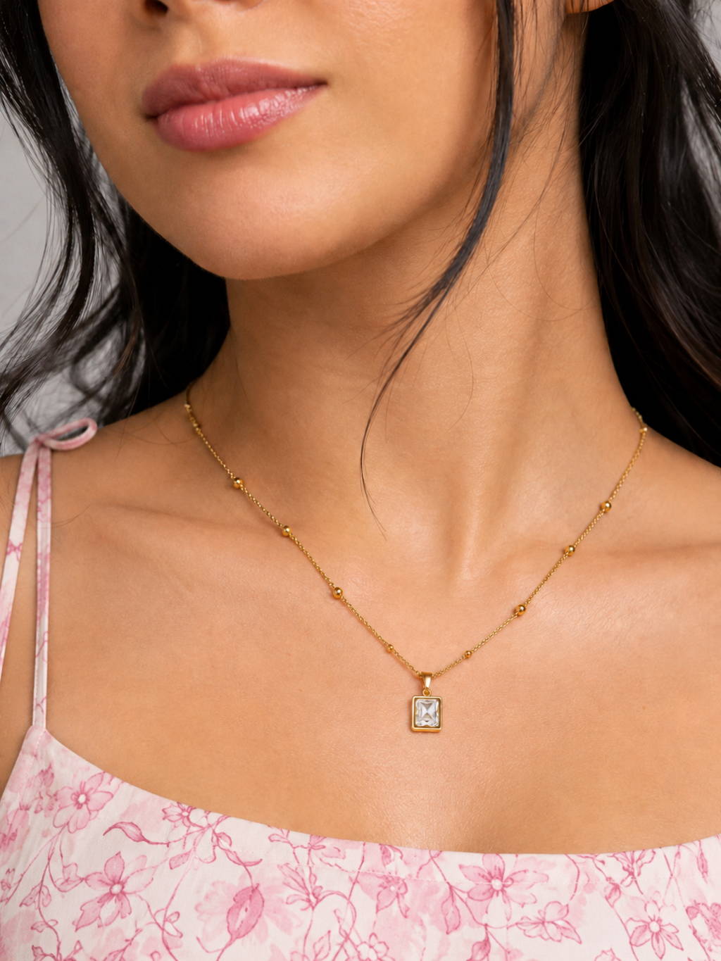 Golden Radiance Crystal Pendant Necklace