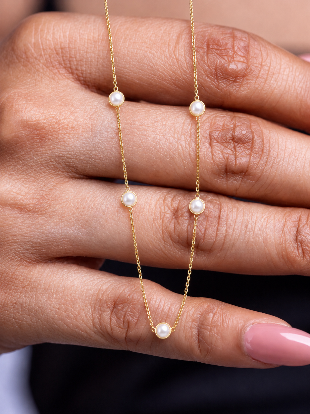 Golden Grace Five-Pearl Necklace