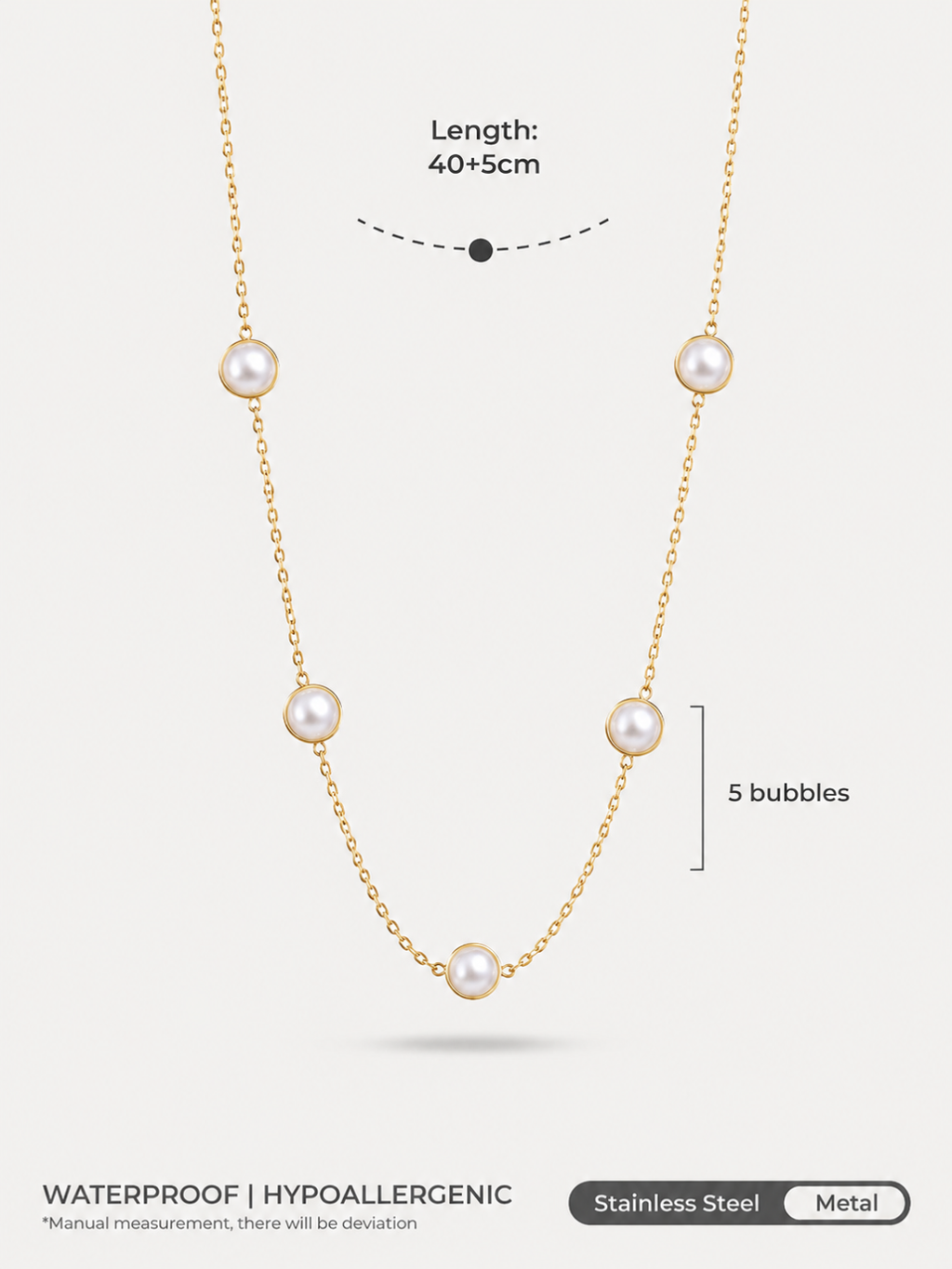 Golden Grace Five-Pearl Necklace