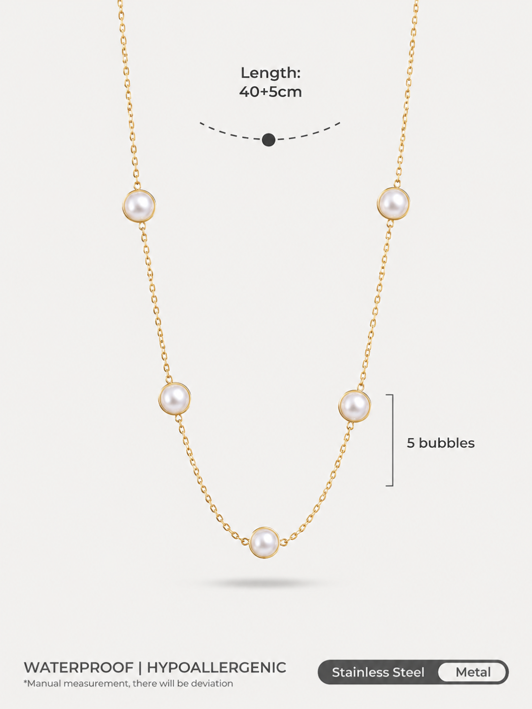 Golden Grace Five-Pearl Necklace
