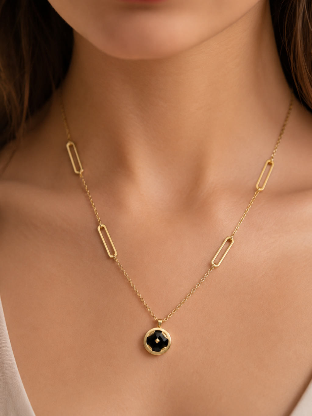 Midnight Onyx Link Pendant Necklace
