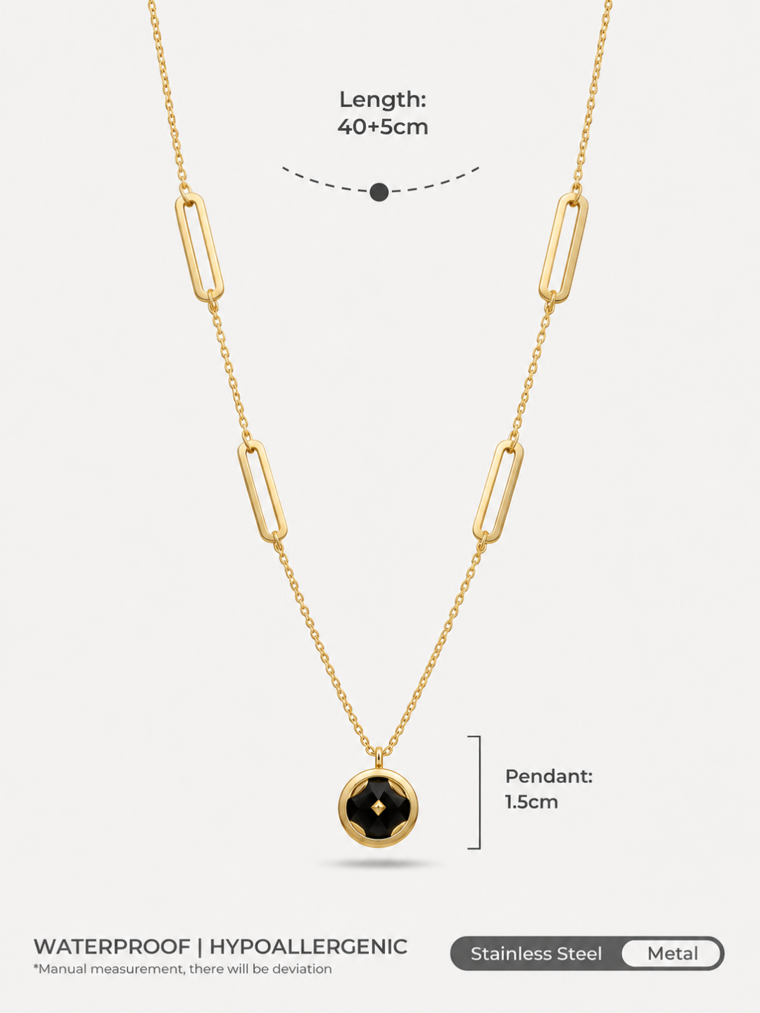 Midnight Onyx Link Pendant Necklace