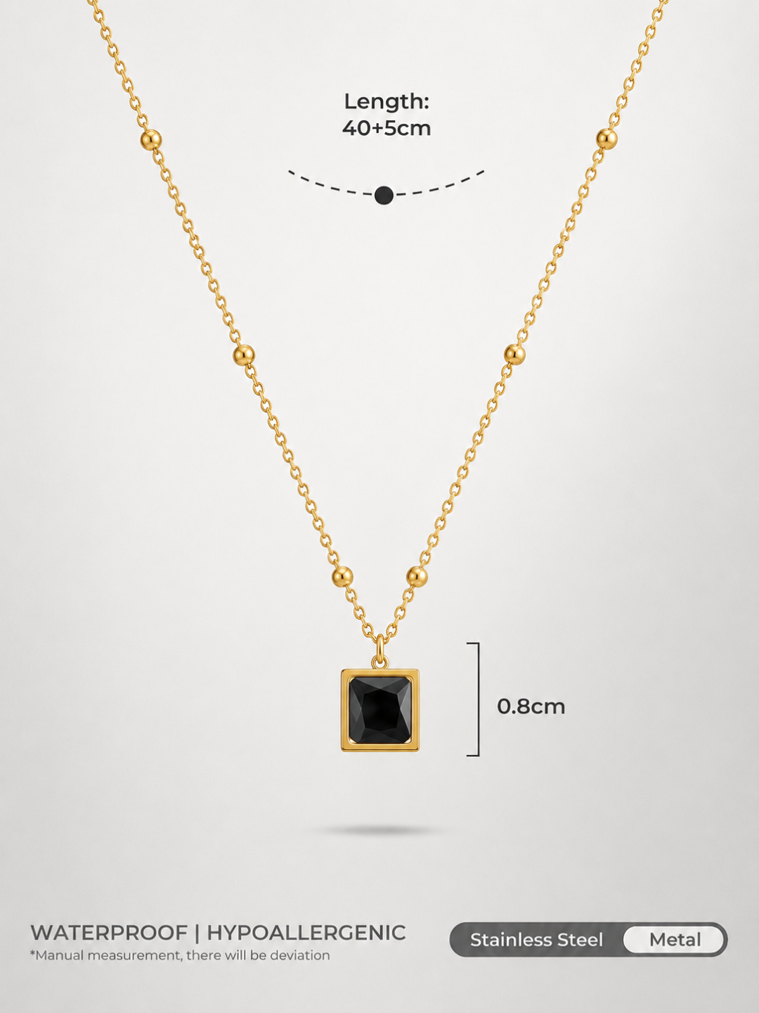 Midnight Square Crystal Pendant Necklace