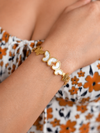 Golden Flutter White Butterfly Bracelet