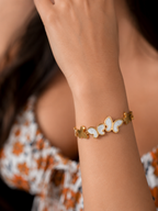 Golden Flutter White Butterfly Bracelet