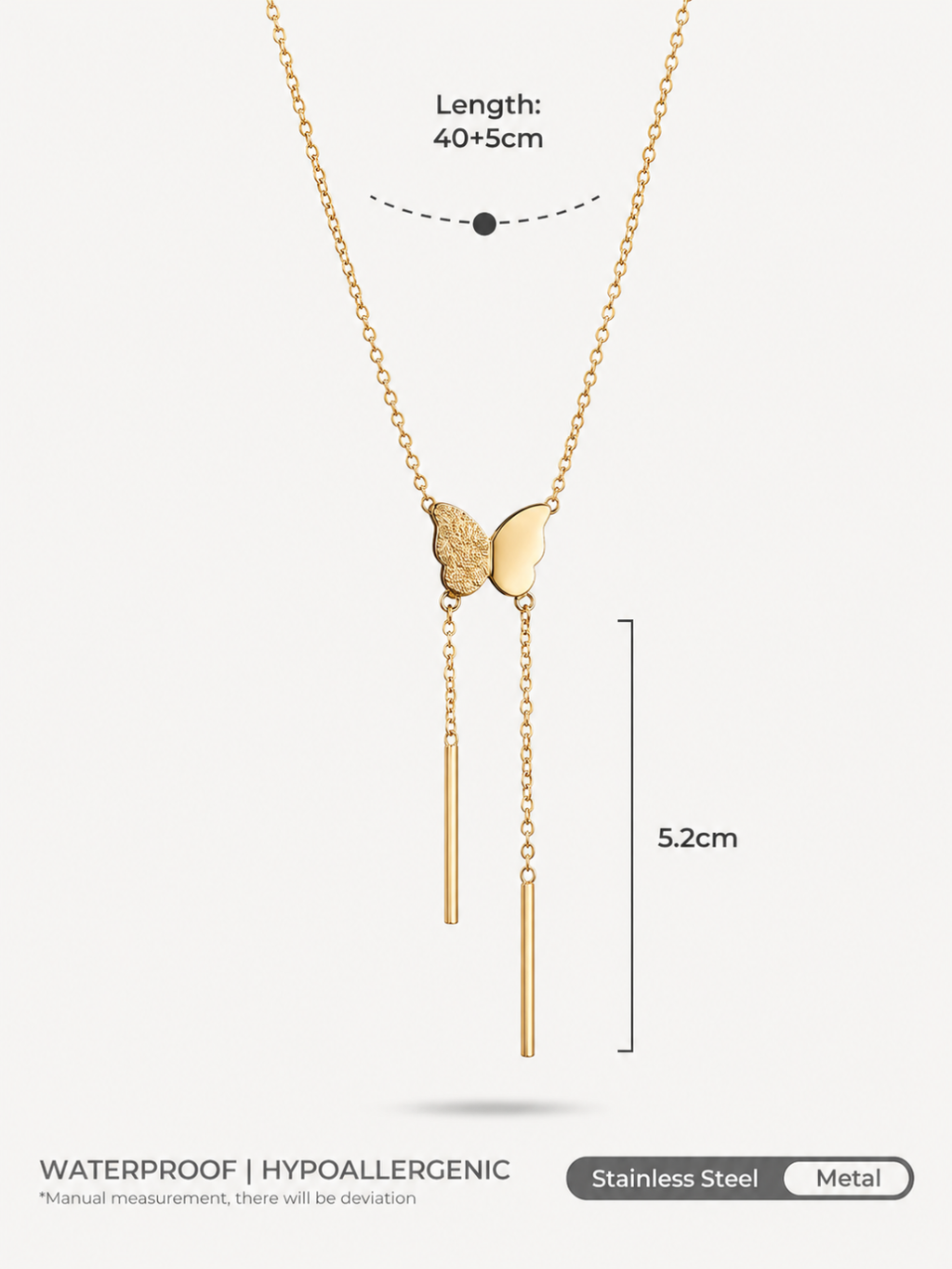 Golden Butterfly Lariat Necklace