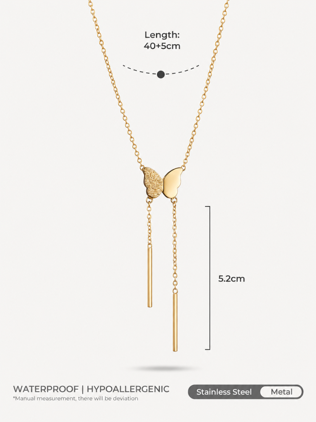 Golden Butterfly Lariat Necklace
