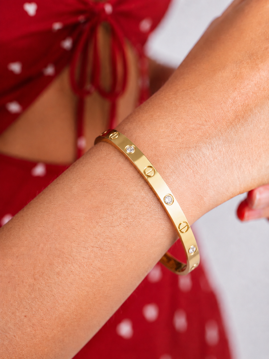 Luxe Crystal Screw Gold Bangle