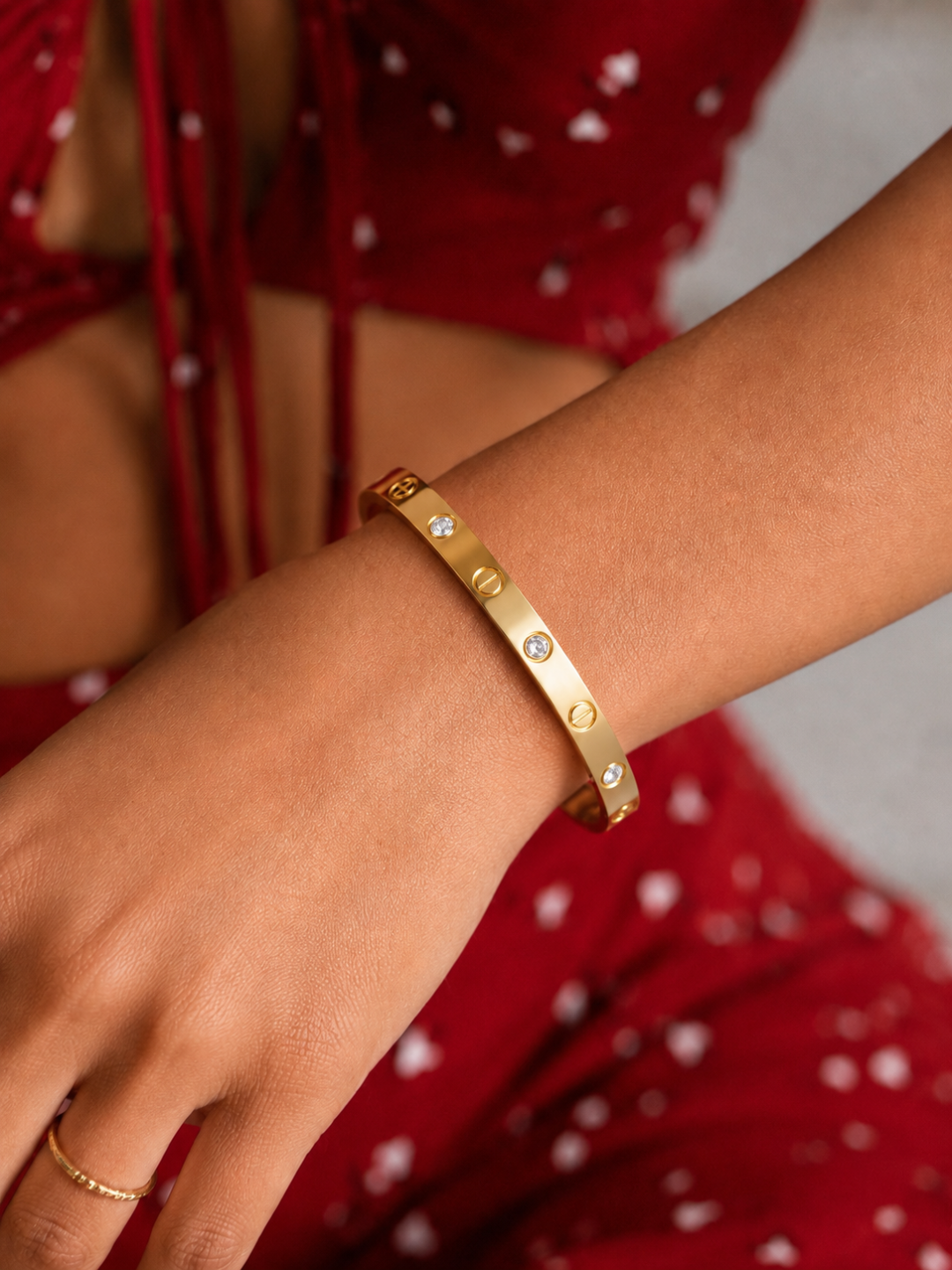 Luxe Crystal Screw Gold Bangle