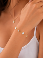 Golden Ivory Clover Charm Bracelet