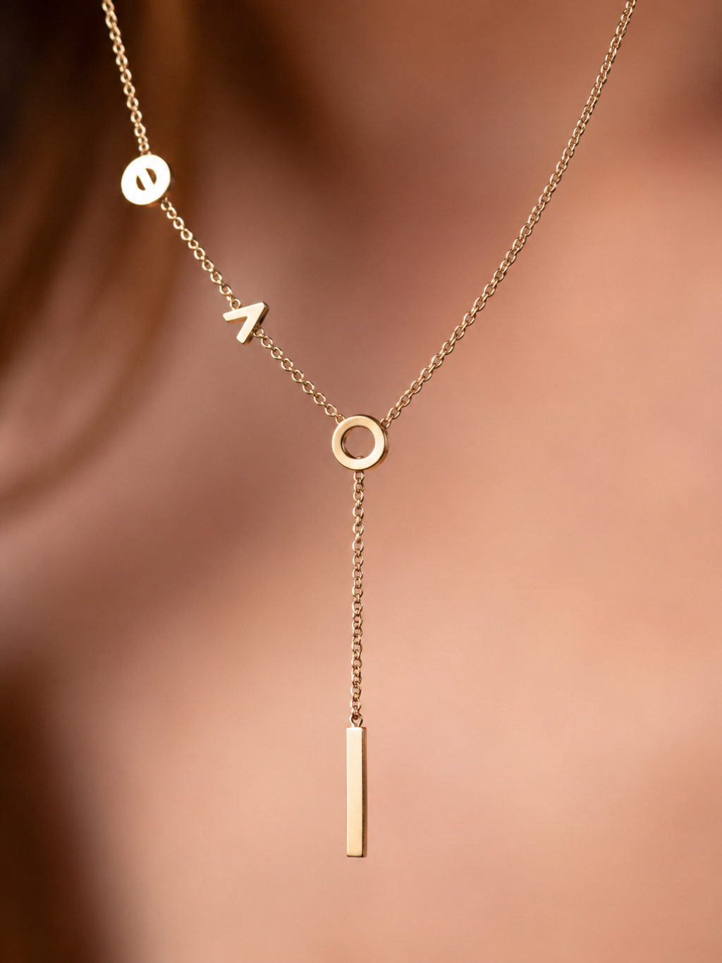 Golden Orbit Geometric Lariat Necklace