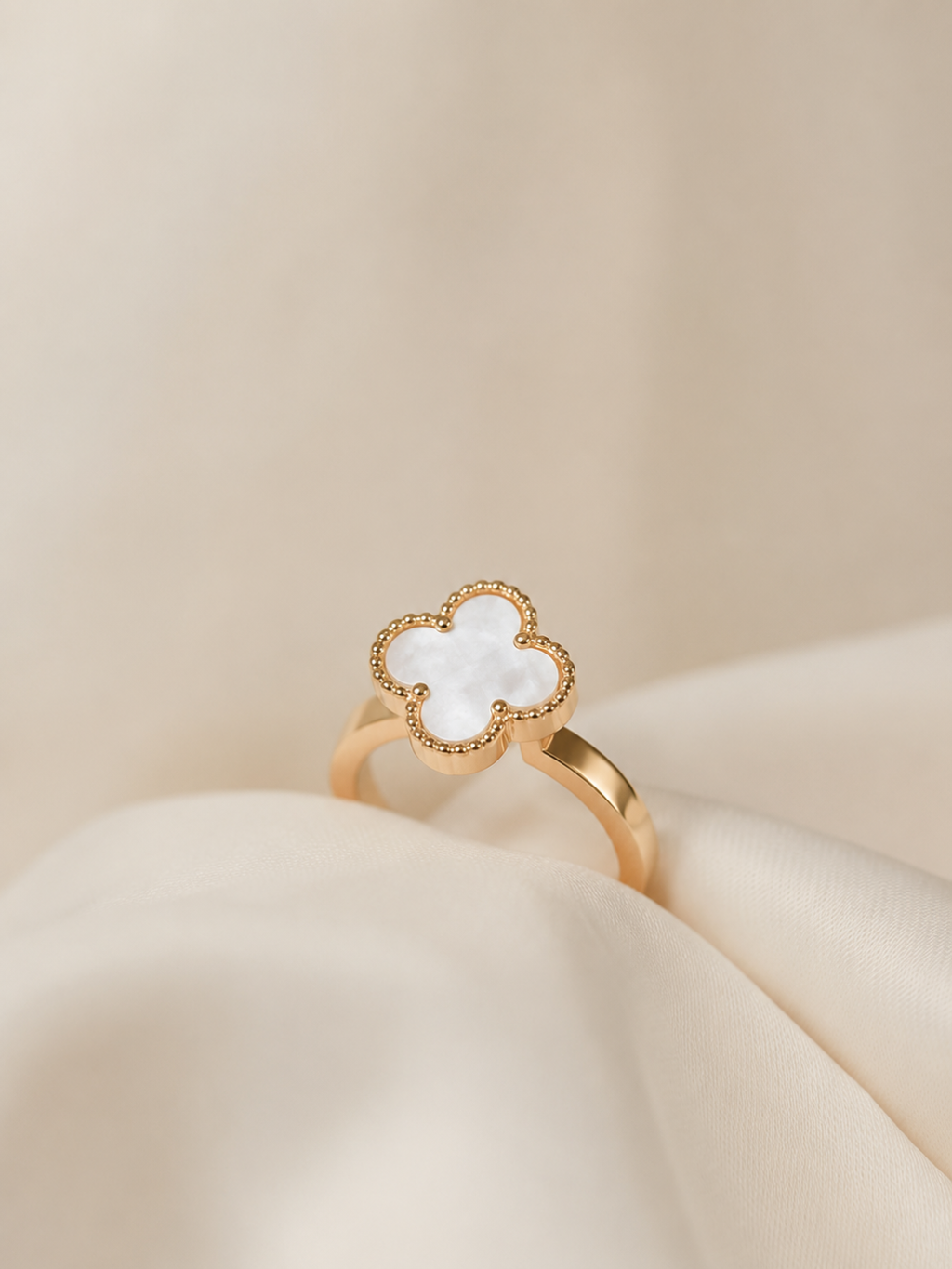 Golden Ivory Clover Ring