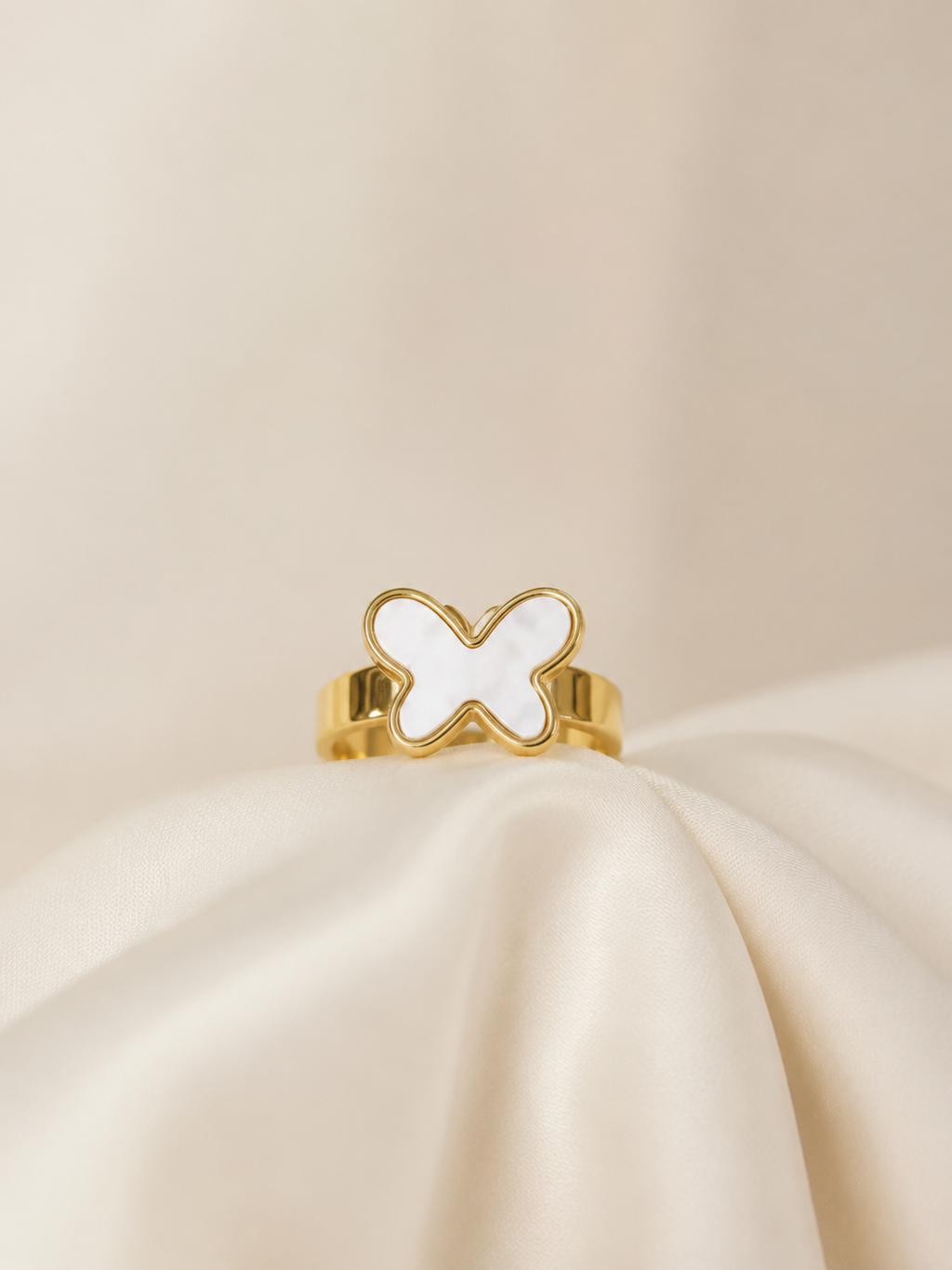 Golden Ivory Butterfly Ring