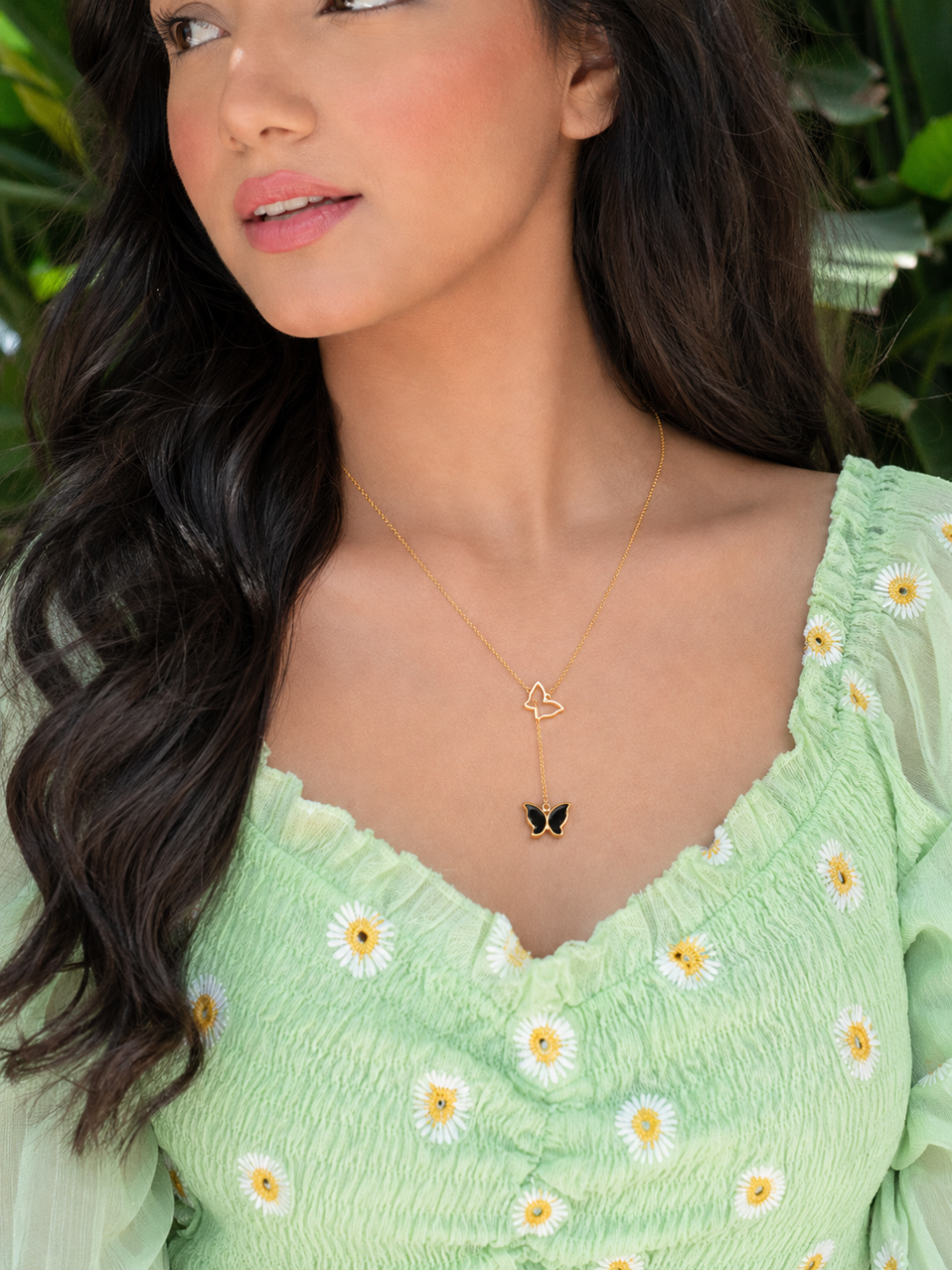 Golden Butterfly Drop Necklace