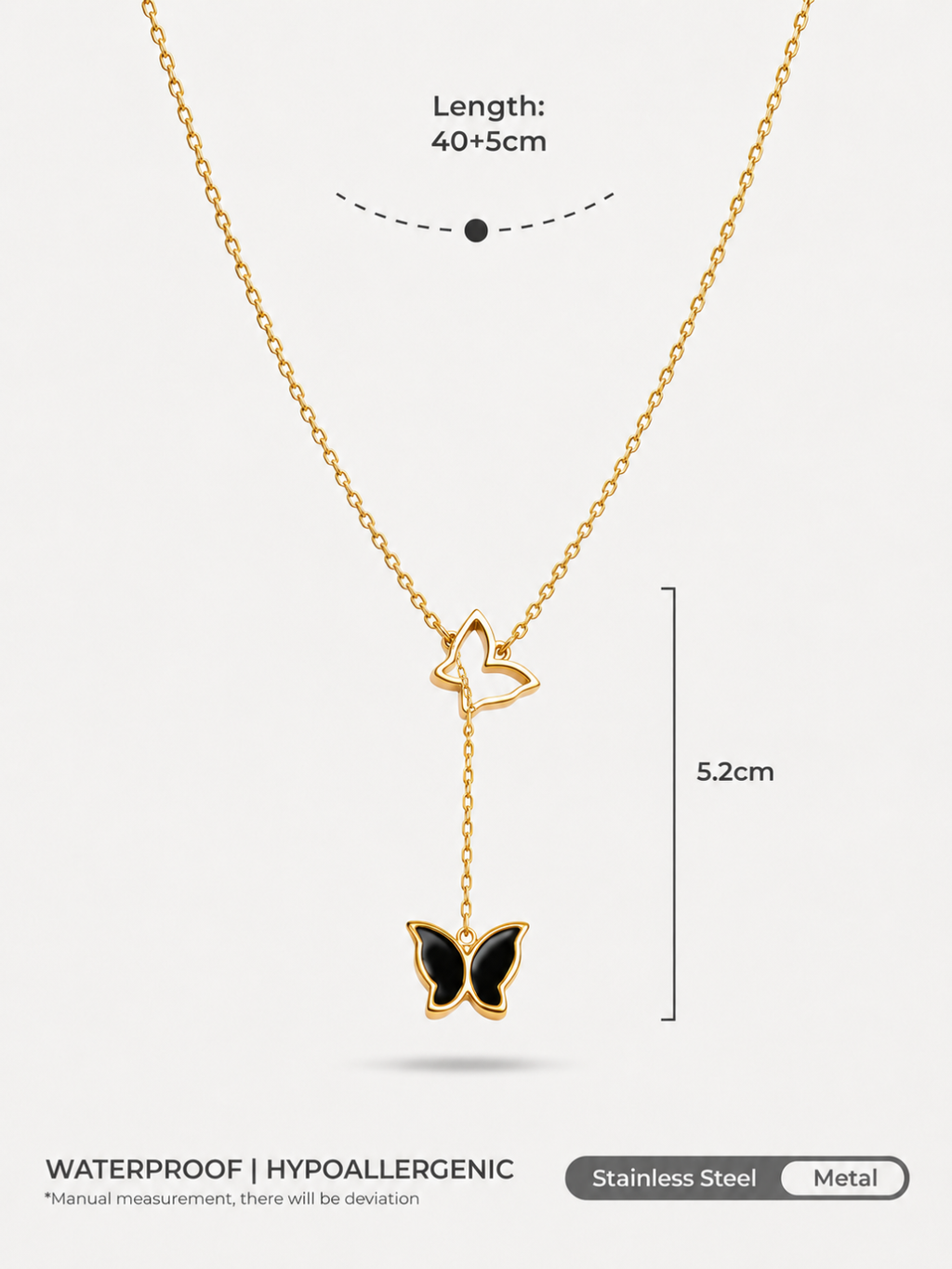 Golden Butterfly Drop Necklace