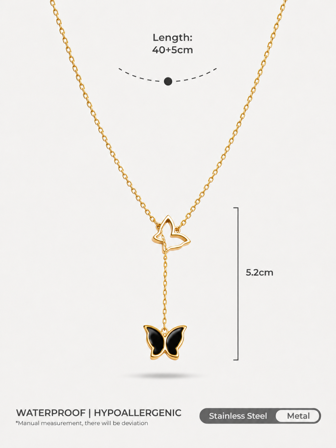 Golden Butterfly Drop Necklace