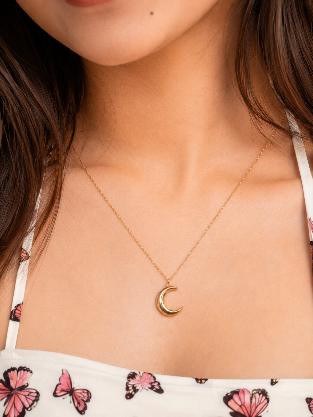 Golden Crescent Moon Necklace