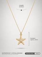 Golden Pearl Starfish Necklace