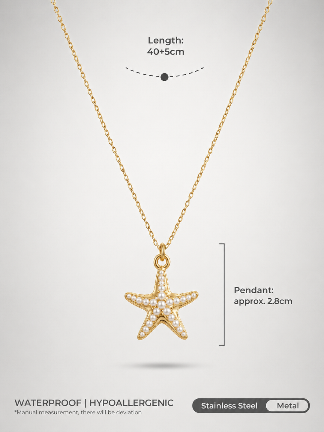 Golden Pearl Starfish Necklace