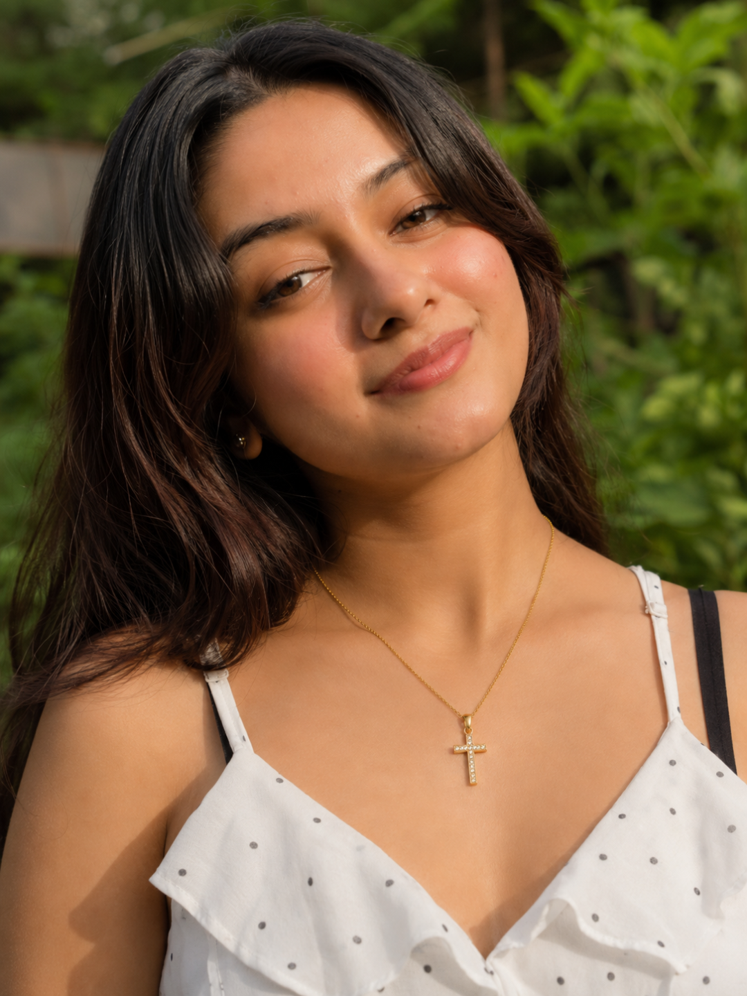 Golden Crystal Cross Necklace