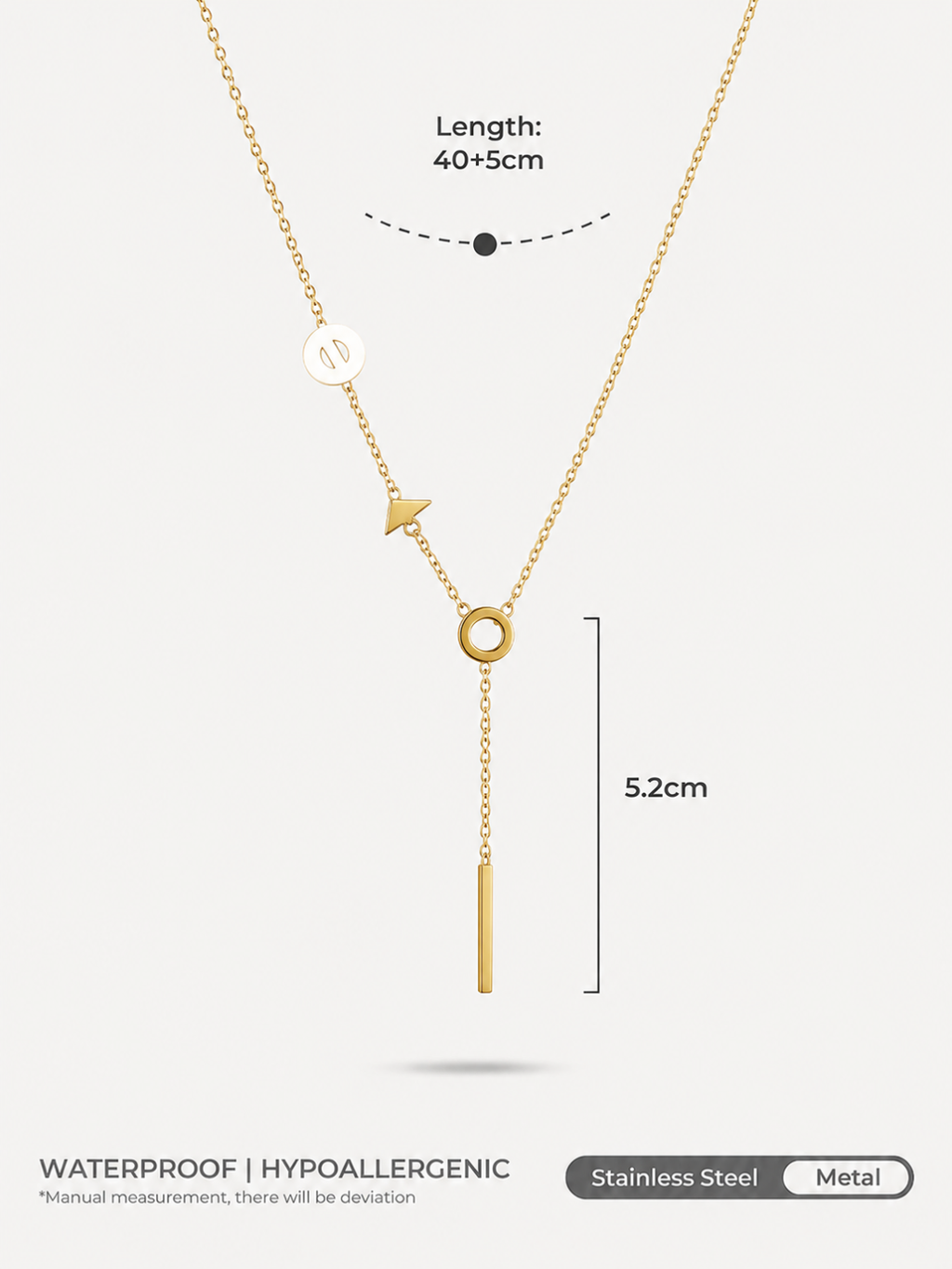 Golden Orbit Geometric Lariat Necklace