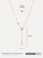 Golden Orbit Geometric Lariat Necklace