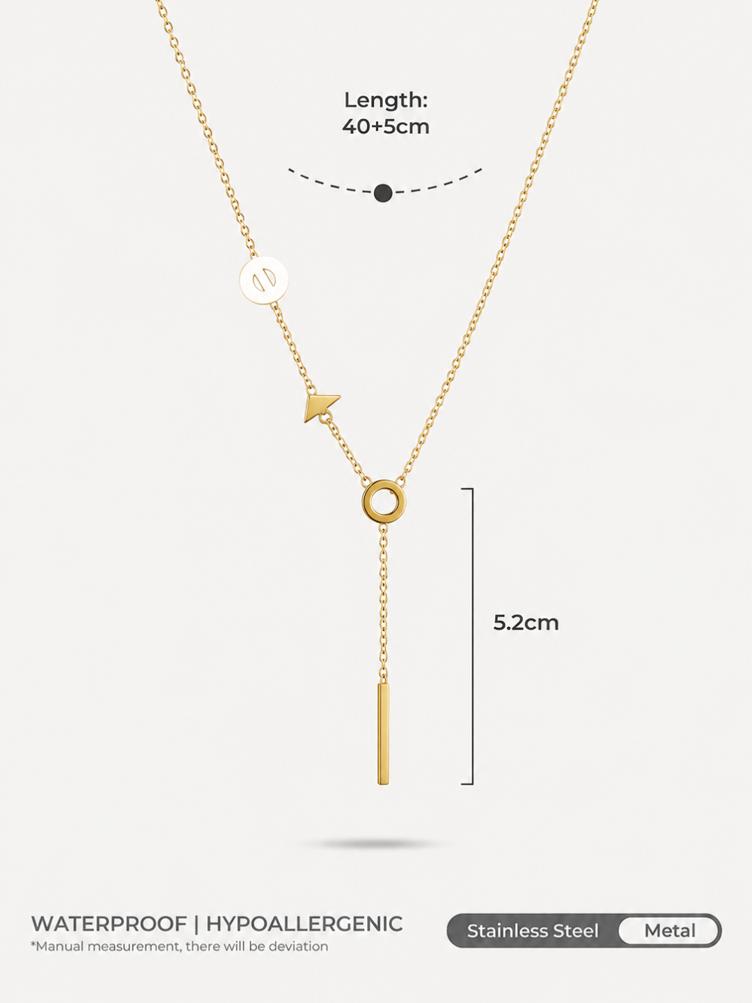 Golden Orbit Geometric Lariat Necklace