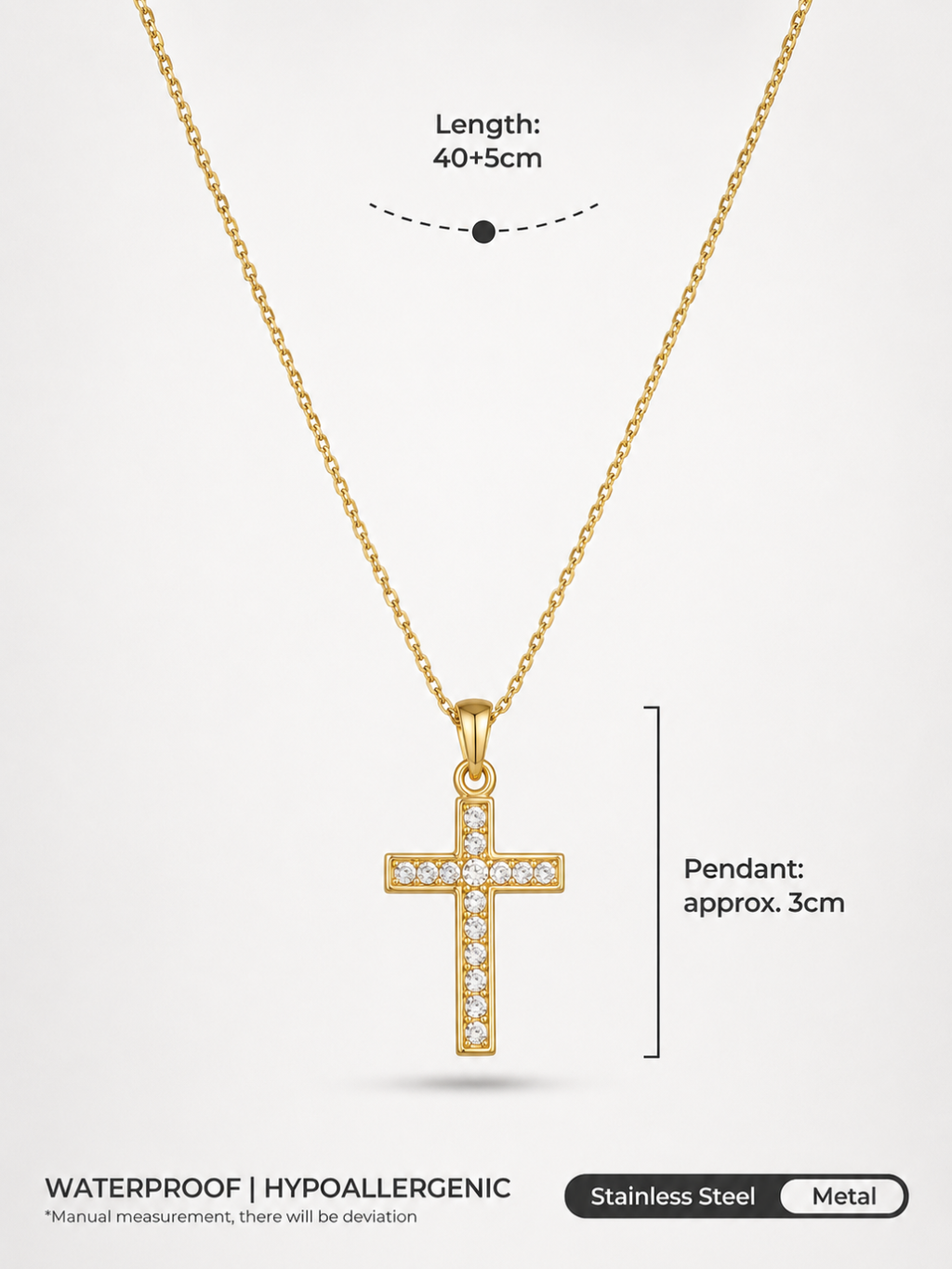 Golden Crystal Cross Necklace