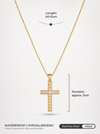 Golden Crystal Cross Necklace
