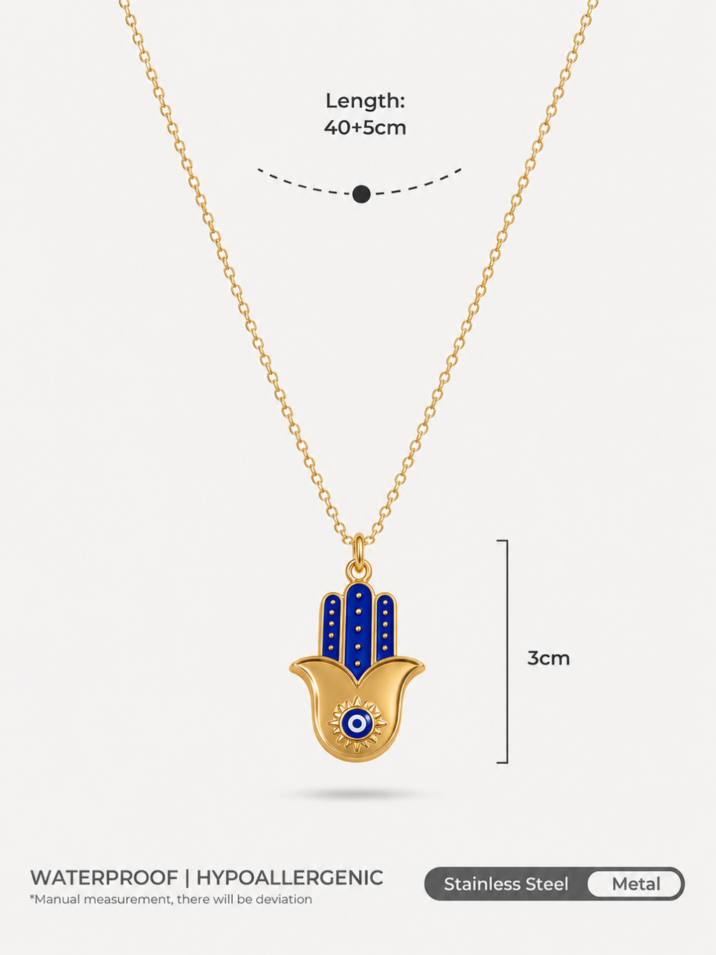 Azure Hamsa Evil Eye Necklace
