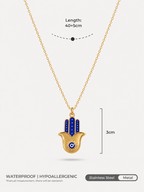 Azure Hamsa Evil Eye Necklace