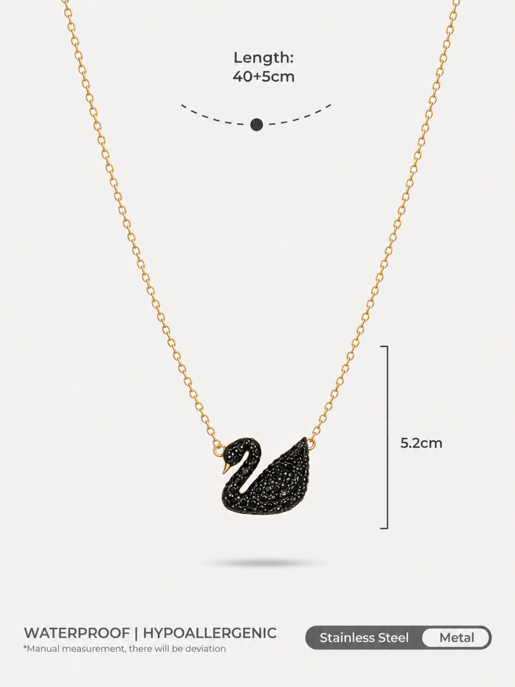 Midnight Swan Crystal Necklace