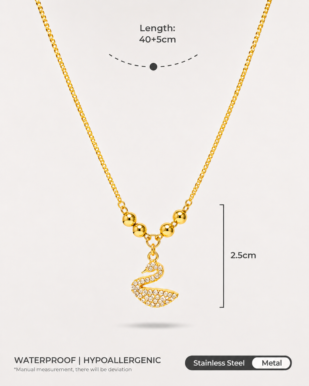 Golden Crystal Swan Necklace