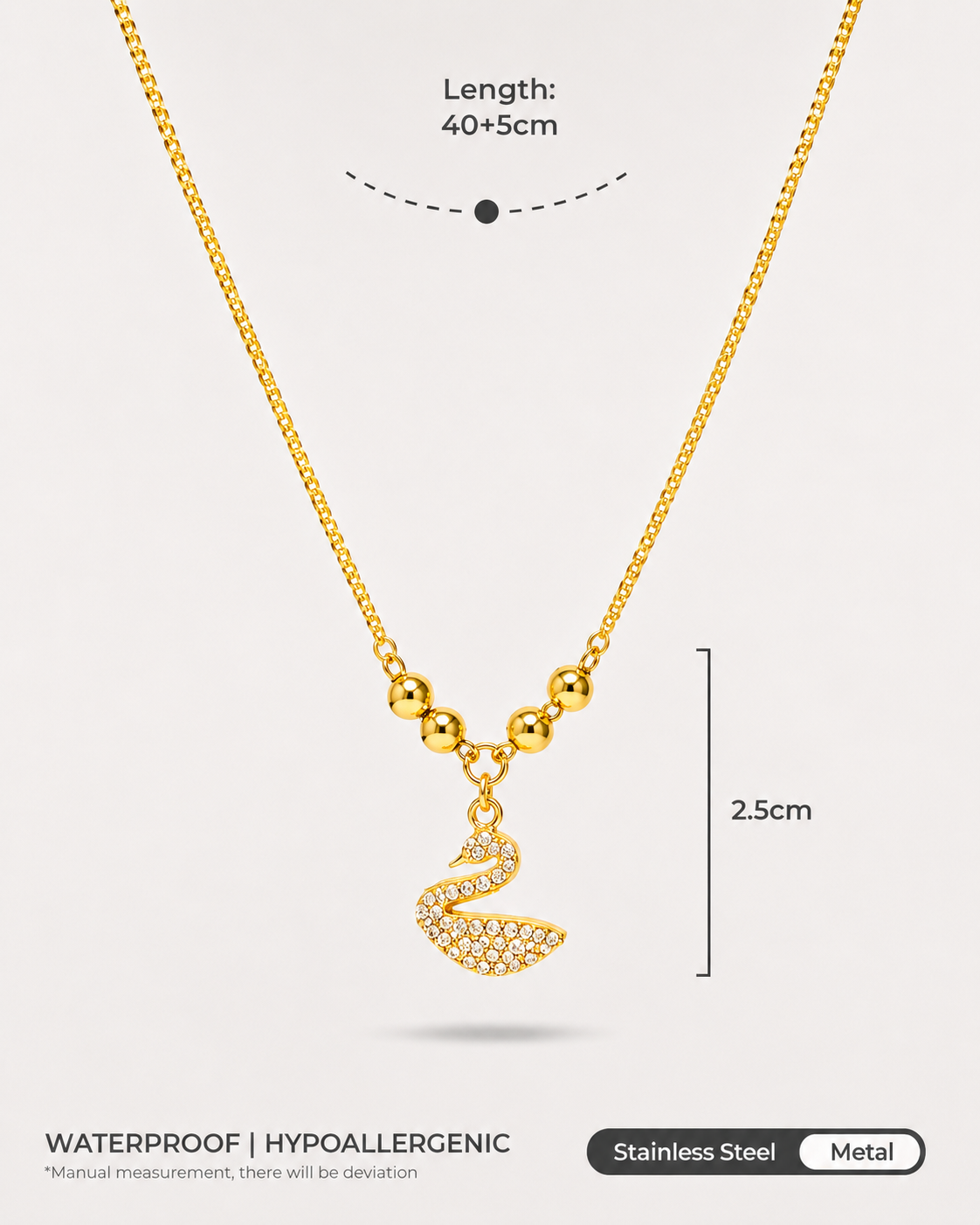 Golden Crystal Swan Necklace