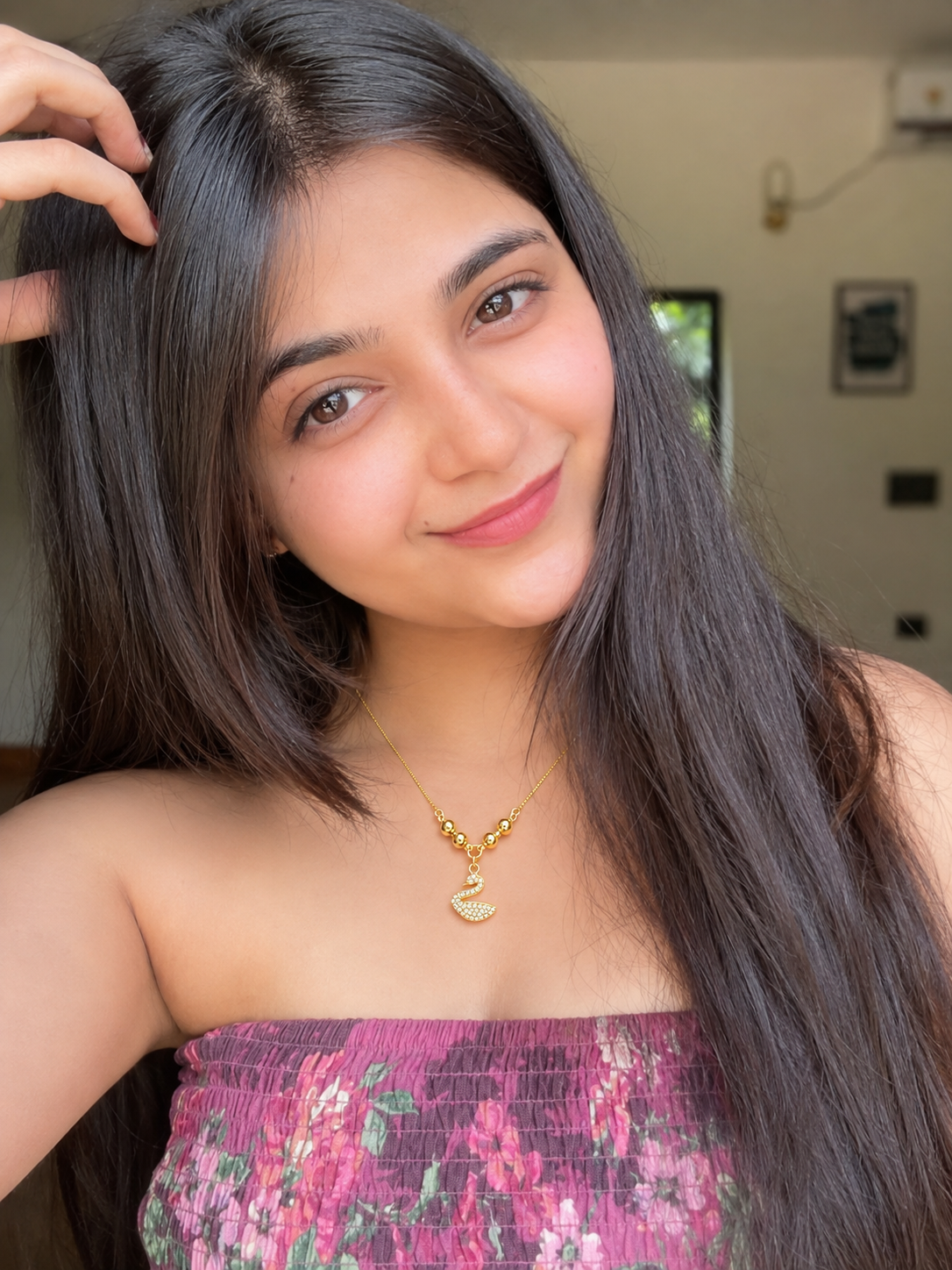 Golden Crystal Swan Necklace